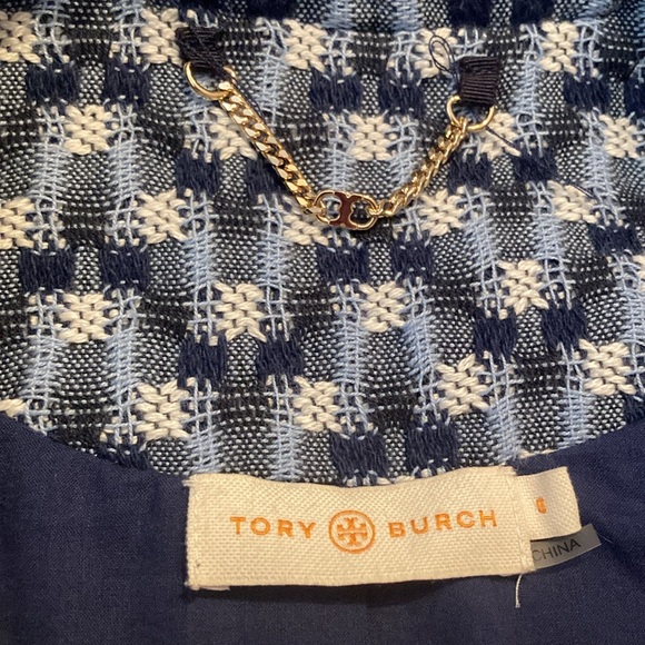 Tory Burch Justine Tweed Navy/White Jacket| Size 0 - Picture 10 of 11